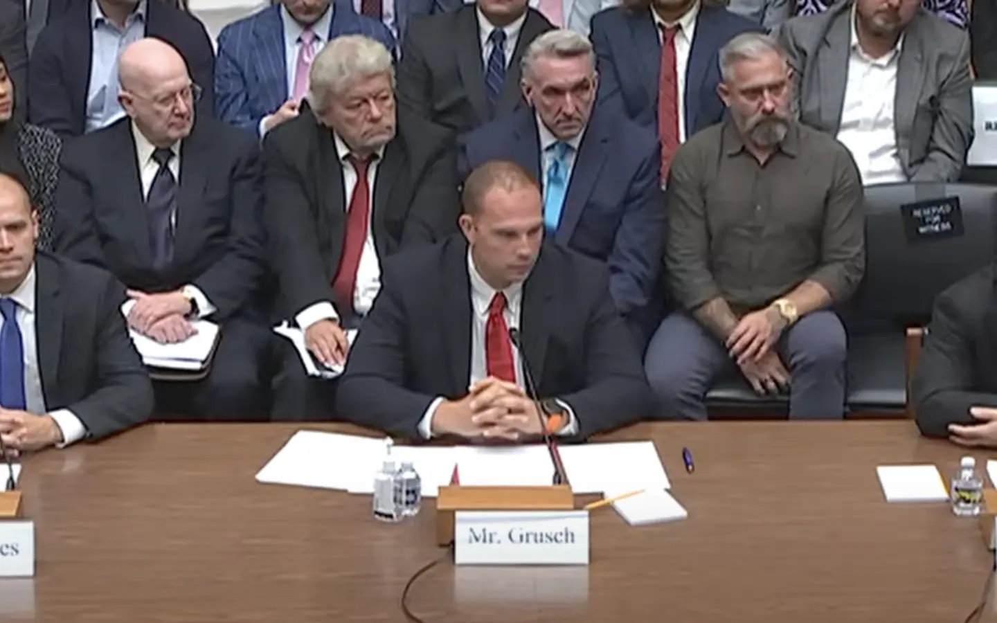 Archival photograph of a congressional UAP disclosure hearing